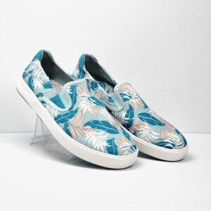 OLUKAI MEN'S lae'ahi Pa'l slip-on sneakers print palms blue Sz 11.5 NEW
